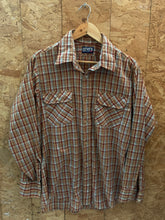 Vintage 80s Levis brown beige check cotton long sleeve western shirt size large